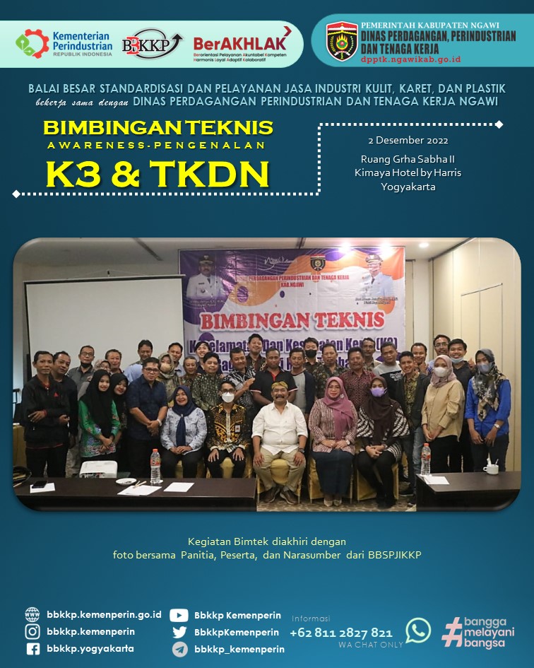 BbkkpKemenperin's tweet image. Dinas PPTK Ngawi Jawa Timur menyelenggarakan Bimtek K3 dan TKDN (2 Des 2022) di Kimaya Hotel by Harris Yogyakarta. Narasumber dari BBSPJIKKP: Hanifah Widyasih (K3) dan Dodi Irwanto (TKDN)

#kemenperin_ri #bbspjikkp #bbkkp
#bimtek #K3 #TKDN #Ngawi
#jagaindustri #industrikita