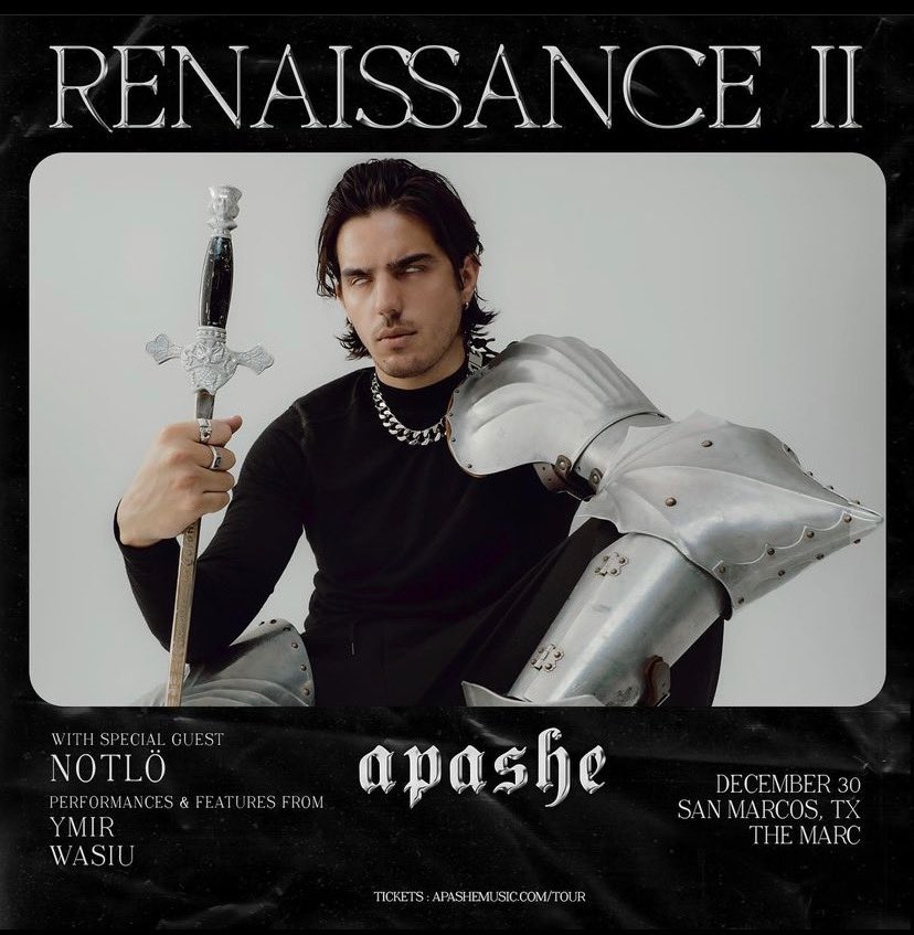 TexasEDMFamily's tweet photo. San Marcos RT/Like a Tag a friend for a chance to win 2 tickets to @Apashe_Music’s #RenaissanceII Tour!  

🔊 Must follow 
@TheMarcSM 
@TexasEDMFamily 
🤘🏼 Ends12/15 

Tickets &amp; Info: https://t.co/qJGS99xpGx https://t.co/rERxLKIUlL