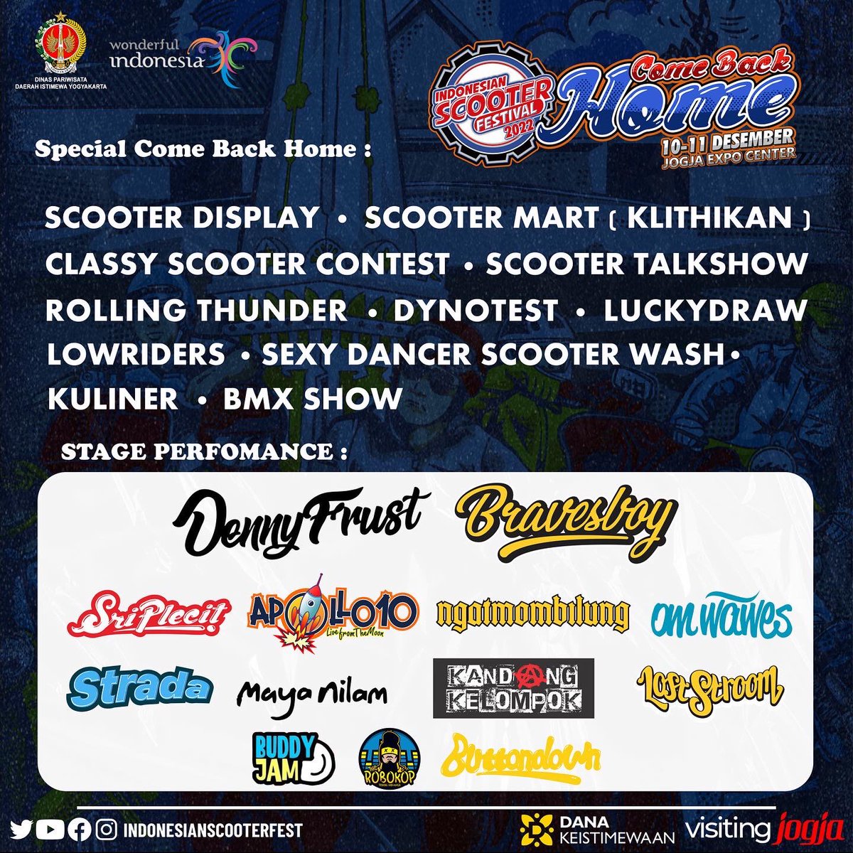 bantuleventsid's tweet photo. Halo, Skuteris..! Prepare your self and your Vespa! 

Karena #ISF6 akan hadir dengan berbagai konten menarik, dengan konsep yang berbeda dari yang pernah ada! 

🗓️ : 10 - 11 Desember 2022
📍 : Jogja Expo Center (JEC), Yogyakarta 

Satu Vespa Sejuta Saudara
Salam Mesin Kanan! https://t.co/1EGnVW1Pee