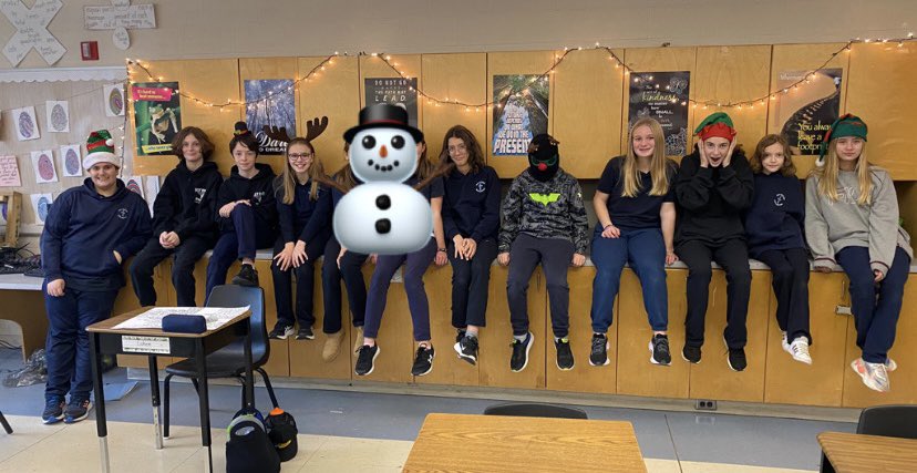 My festive crew did a great job decorating our class today! 🎄 <a href="/HRBurlington/">Holy Rosary</a>