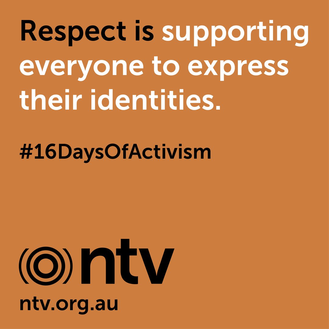 NTVorg's tweet photo. Everyone should be able to express their authentic selves, free from discrimination and violence.
#16days #respectis #callitout @Respect__Vic @safe_and_equal https://t.co/A2vkdIqT5W