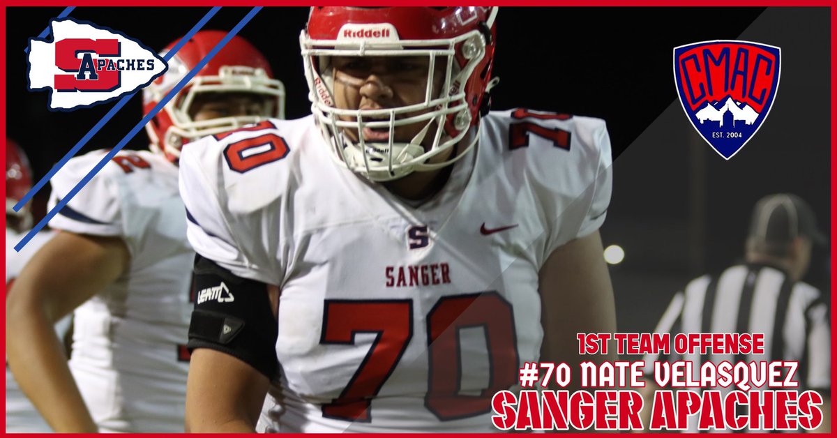 FootballApaches's tweet photo. 2022 1st team All-CMAC Honors! 

Jonathan Ybarra - OL

Nathan Velasquez - OL

Bryson Baker - DB 

Jamir Galloway - LB https://t.co/C6YWsWsEfQ