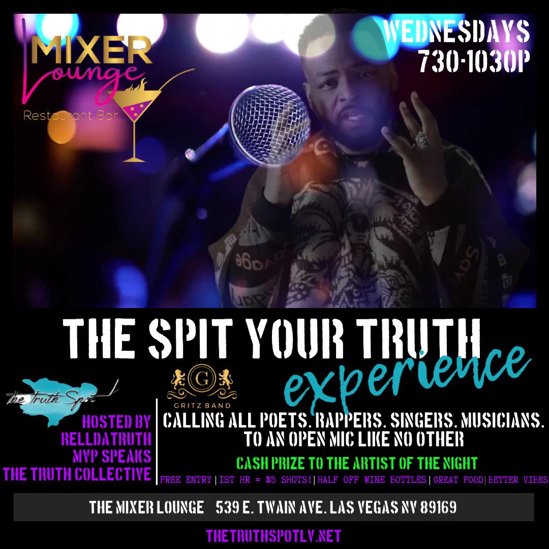 SpitYourTruth_'s tweet photo. Every Wednesday! 
730p - 1030p. Free Entry!!
Pull up to The Spit Your Truth Experience 🗣️🔥 w/ The GRITZ Band 🤩 

Wine &amp; Wing specials! Hookah! Vibes! AND Cash Prize to the artist of the night! 🤑

Calling all Poets. Rappers. Singers. Musicians.

You should be there‼️ https://t.co/U8fMiqK7MZ