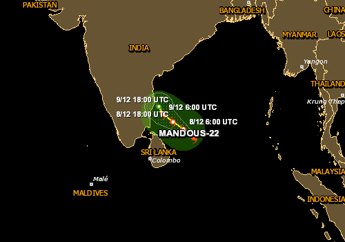 BHASKARANSHIVAR's tweet photo. #NorthEastMonsoon #NEM22 #Chennairains #CycloneMandous MANDOUS-22 will have a medium humanitarian impact Max likely wind speed 83 km/h storm surge 0.6 m 9 Dec around noon #gdacs As per #ECMWF 104km NTN/SAP https://t.co/C8hF9SfU6a