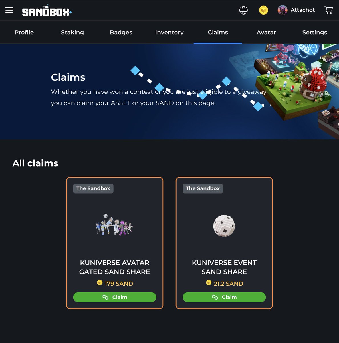 GMAE <a href="/Kuniverse_GG/">Kuniverse ⚽️🎮🎶🚀</a> Fam surprised me 🎉Minted 100 SAND but double rewards for holders Wow!! Thank you 🙏 <a href="/TheSandboxGame/">The Sandbox</a> #SandFamTH #SandFam #NEOGang #sandbox