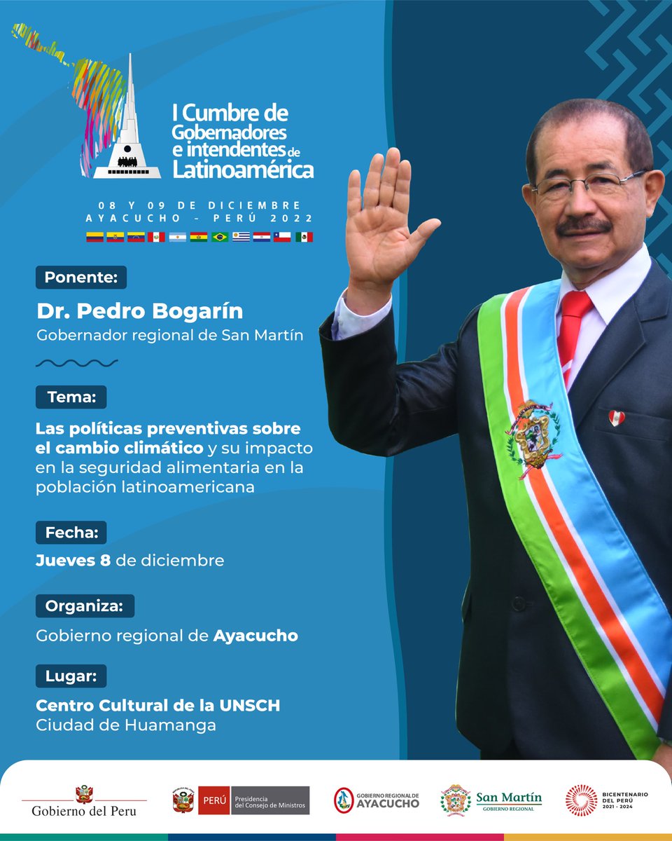VargasBogarin's tweet photo. ✅ #Ponente | Mañana a las 11:45 a.m. participaremos como ponente en la I Cumbre de Gobernadores e Intendentes de Latinoamérica con el tema: Las políticas preventivas sobre el cambio climático y su impacto en la seguridad alimentaria en la población latinoamericana. https://t.co/CBwnZbqnCu