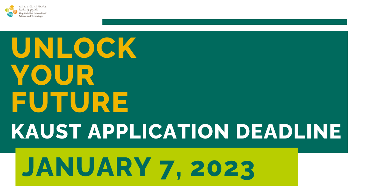 باقي 30 يوماً على الموعد النهائي للتقديم في #كاوست لموسم خريف عام 2023.
إن كنتم ترغبون في إكمال دراساتكم العليا في مجالات #العلوم و #التقنية في بيئة بحثية ملهمة، تقدموا قبل الموعد النهائي 7 يناير.

kaust.link/A_v-

#رواد_المستقبل #ApplyKAUST