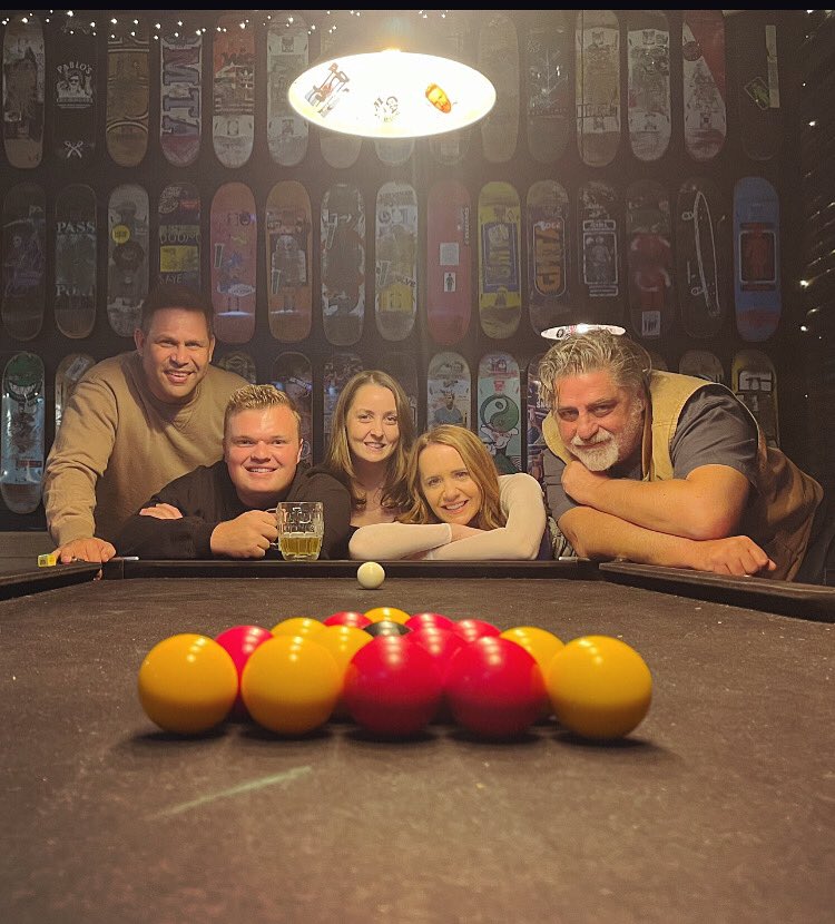 CathMurphySport's tweet photo. I might have a lot to learn about beer BUT can confirm I defeated 3-time Premiership player @chris_johnson2 at our ‘Pool Night on a school night’ Xmas party 🎅🏻 I’m referring to our first match &amp; will not discuss subsequent games🎱Please respect mine &amp; his privacy at this time 🤣 https://t.co/kqFpcAfIQM