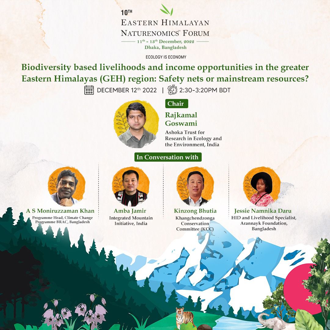 naturenomics's tweet photo. #EHNF2022 | We are pleased to present the esteemed speakers Rajkamal Goswami, A S Moniruzzaman Khan, Amba Jamir, Mr. Kinzong Bhutia, and Jessie Namnika Daru, who would discuss and brainstorm ideas around bioresource-based income.
Register now- https://t.co/WQpVfsaPEA https://t.co/LXGkIDpxUr