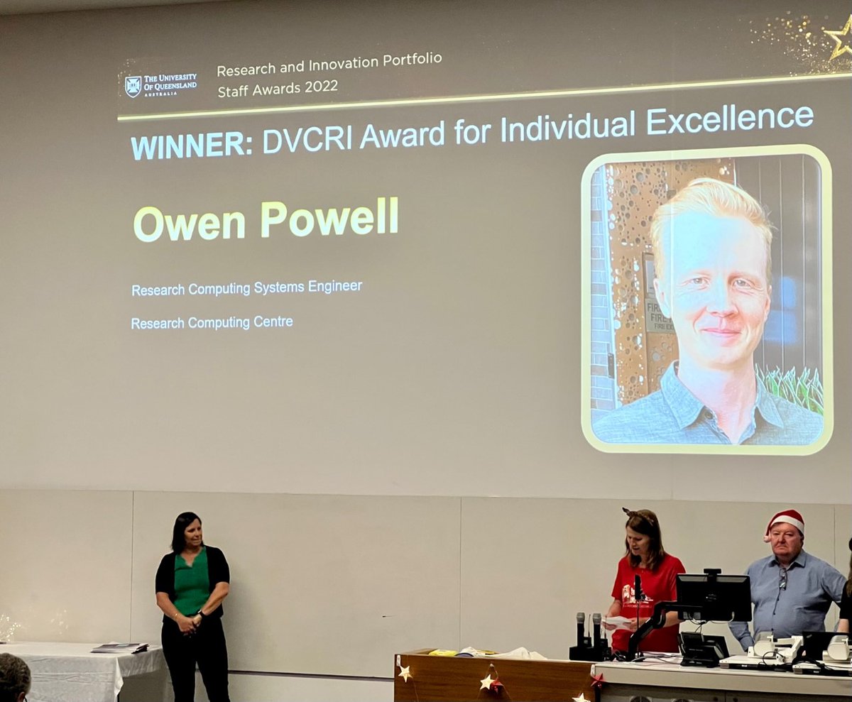 UQ Research Computing Centre (@rccuq) on Twitter photo Congrats to RCC Research Computing Systems Engineer Owen Powell on winning a #UQ DVC (Research & Innovation) Award for Individual Excellence! "Owen's made a huge contribution to the deployment of UQ's new #HPC Bunya," said RCC CTO <a href="/zebrax0r/">Jake Carroll</a>. "No task is too big or small for him." Congrats to RCC Research Computing Systems Engineer Owen Powell on winning a #UQ DVC (Research & Innovation) Award for Individual Excellence! "Owen's made a huge contribution to the deployment of UQ's new #HPC Bunya," said RCC CTO <a href="/zebrax0r/">Jake Carroll</a>. "No task is too big or small for him."