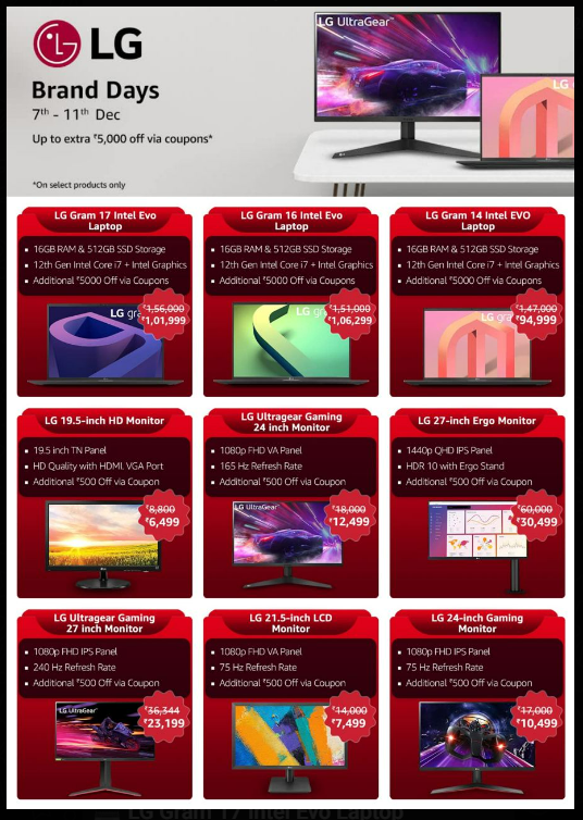 CrazyGadgets_SD's tweet photo. 🎉 LG Brand Days ⚡️ Live till 11th Dec 🎉
– Top offers on Laptops, Monitors
– Get up to extra Rs 5,000 off via coupons
👉 https://t.co/J88myzqW97 https://t.co/bKacuNHSKs