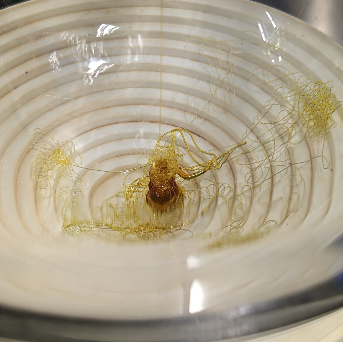 TempleGrower's tweet image. Hit &amp;gt;86% THC and &amp;gt;96% total cannabinoids in the disty tonight. That's a lotta 'binoids! Even saw some CBL! 👀 💪😤💪
Wish I could bring the ol' Nectar Collector in for some test slurps tho. Little bitta QA/QC amirite? Heh heh heh. 🛢️🛢️🛢️⚗️
#Shortpath #Distillation #2ndPass