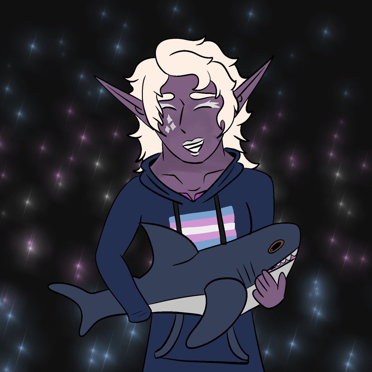 enby_kineticist's tweet image. #drowcember day 7! Cinna again, this time with a Blåhaj!