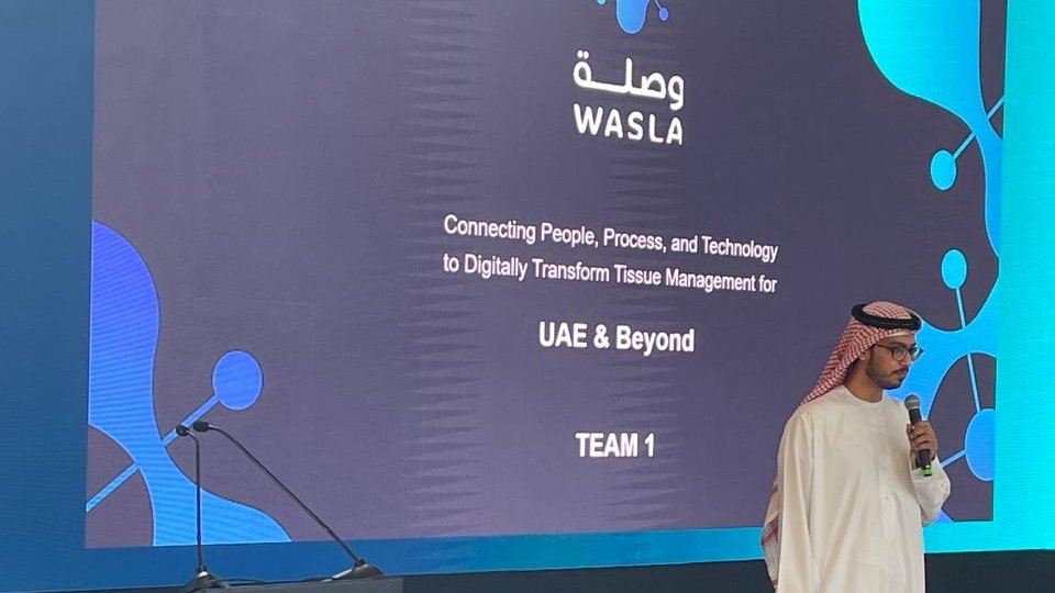 EntMagazineME's tweet photo. The first BE BOLD 2022 team pitching today is Wasla.

BE BOLD 2022 strategic partners include: strategic partners @EHSUAE, @DHA_Dubai, @ViatrisInc, @AiKlaim and @jnjnews.

#Togetherforhealthuae #BEBOLDUAE #MOHAP_uae @mohapuae https://t.co/gGKp6Vg0sW