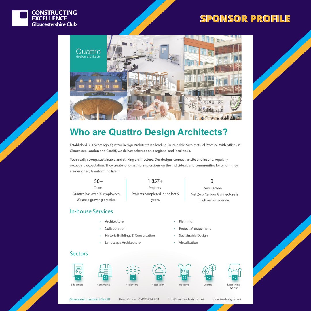 CE_Glos's tweet photo. Featuring our sponsor, @Quattro_Design   whose senior associate, Jonathan White serves as our chair, is committed to the future of construction, with sustainability initiatives. 

Read more at https://t.co/WfoDkHx764 

#constructingevents #constructionnetworking
#gloucestershire https://t.co/04RC6sZYwF