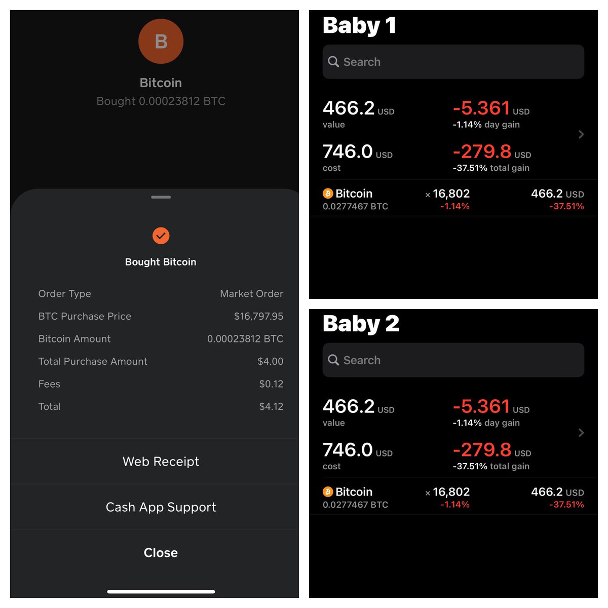 BitcoinDadBTC's tweet image. Day 554
Purchase price: $16,797.95
Amount received: 23,812Sats
Each baby will get: 11,906Sats ($2.00)

New balance: $466.20/2,774,670Sats
#Bitcoin    #BitcoinDad #Stacksats #Dailysats #Sats #DCA #BTC    #Roadto3Million #cashapp