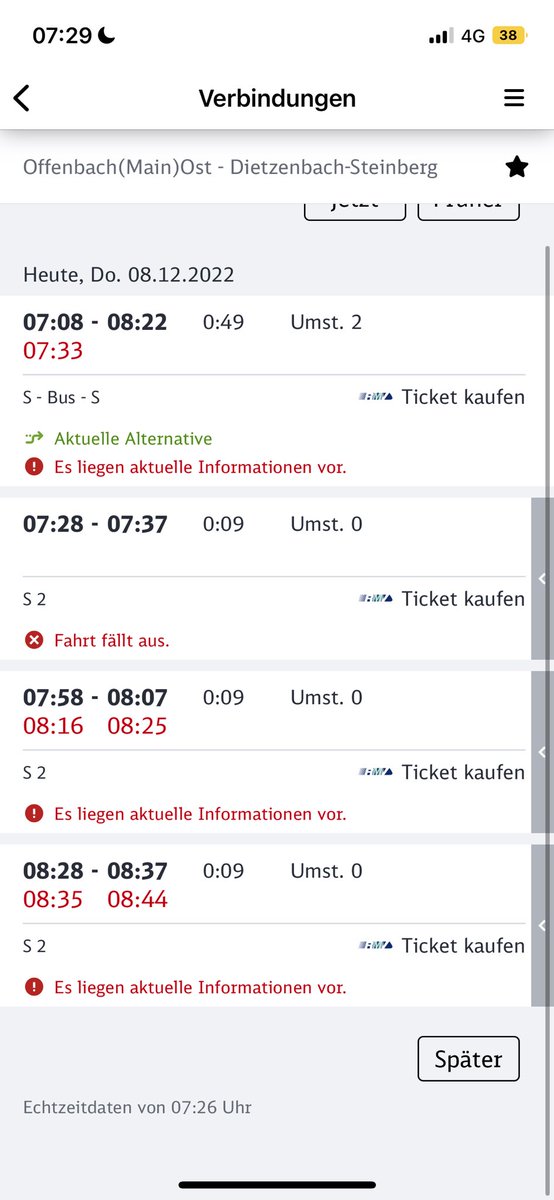 _jackiiie97's tweet photo. Liebe @DB_Bahn , wie kann es sein das die S2 von Offenbach nach Dietzenbach JEDEN TAG ausfällt oder mindestens 15 Minuten Verspätung hat? 
Verstehe auch nicht wieso die 7:13 Bahn nicht mehr fährt?? https://t.co/3KXHGTdqbP