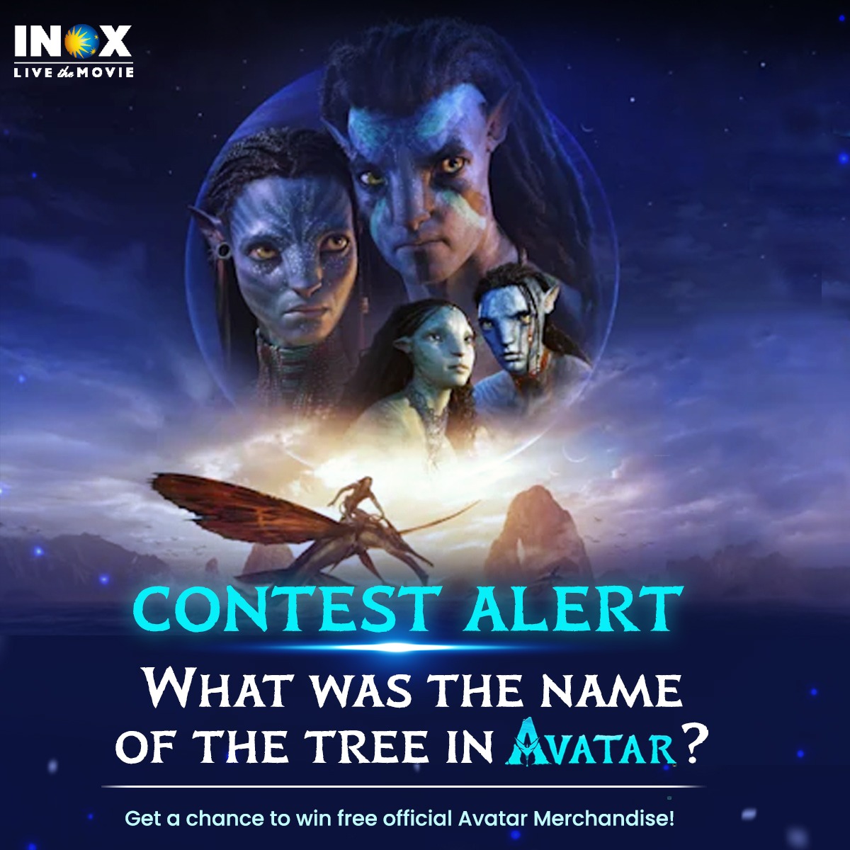 INOXMovies's tweet photo. Contest Alert! 
Do you know what was the name of the tree in #Avatar? 
Comment below with correct answers to win official Avatar merchandise!
ContestRule: Tag any 3 friends and make sure they follow #INOX! 
@officialavatar @Macmerise #contestalert #INOXcontest #LiveTheMovie https://t.co/NeMzgVryhq