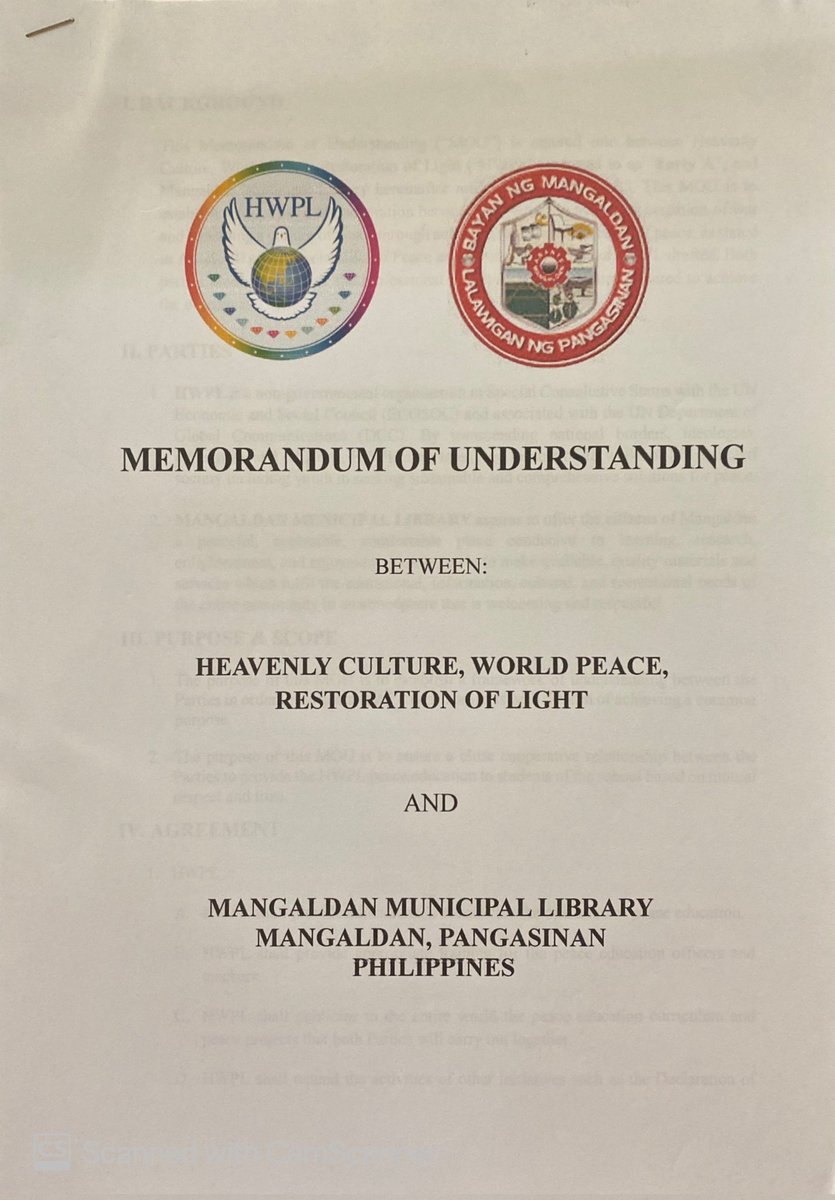 hwpl_ph's tweet photo. #PeaceLibrary | Mangaldan Municipal Library in Pangasinan signed a Memorandum of Understanding with HWPL last November 15, 2022 for the establishment of a Peace Corner. With this, HWPL True Story Book, Peace Education and DPCW materials will be accessible to the public. https://t.co/O3pfNMJjDX