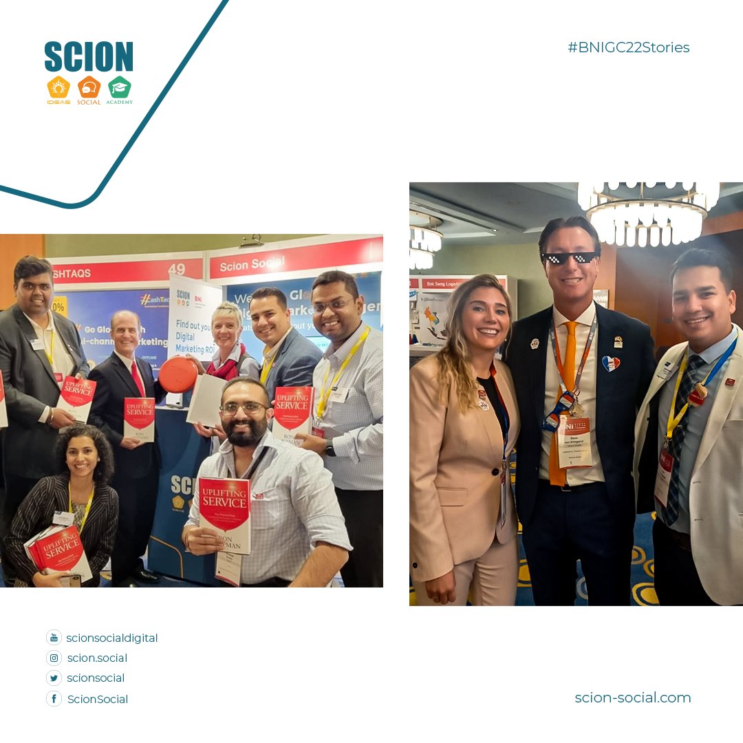 scionsocial's tweet image. A convention to remember! 

Countless networking opportunities, insightful keynotes, tremendous scope for collaboration, etc. #BNIGC22, Singapore was super successful! 
THANK YOU to all who have worked tirelessly behind the scene to make our presence felt!

#BNIGC22 #scionsocial