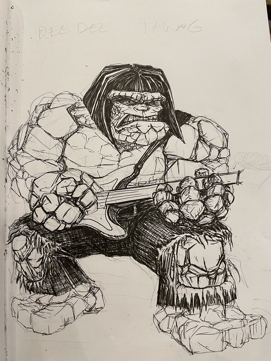 TheRealMaxGrove's tweet photo. Has this mash-up been done before? The Ramones/ Fantastic Four.  #WorkinProgress #comicartist #marvel #punkrock #ramones #fantasticfour https://t.co/CO2axJyGHu