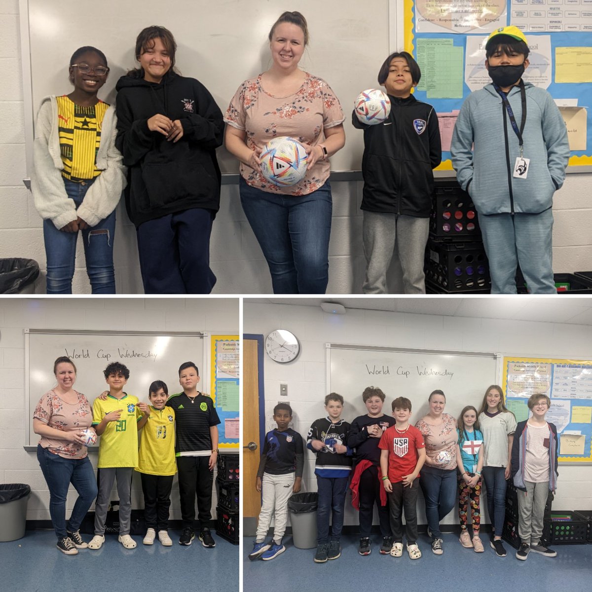I have a lot of soccer fans in my classes. They showed up on World Cup Wednesday! #parksideproud ⚽