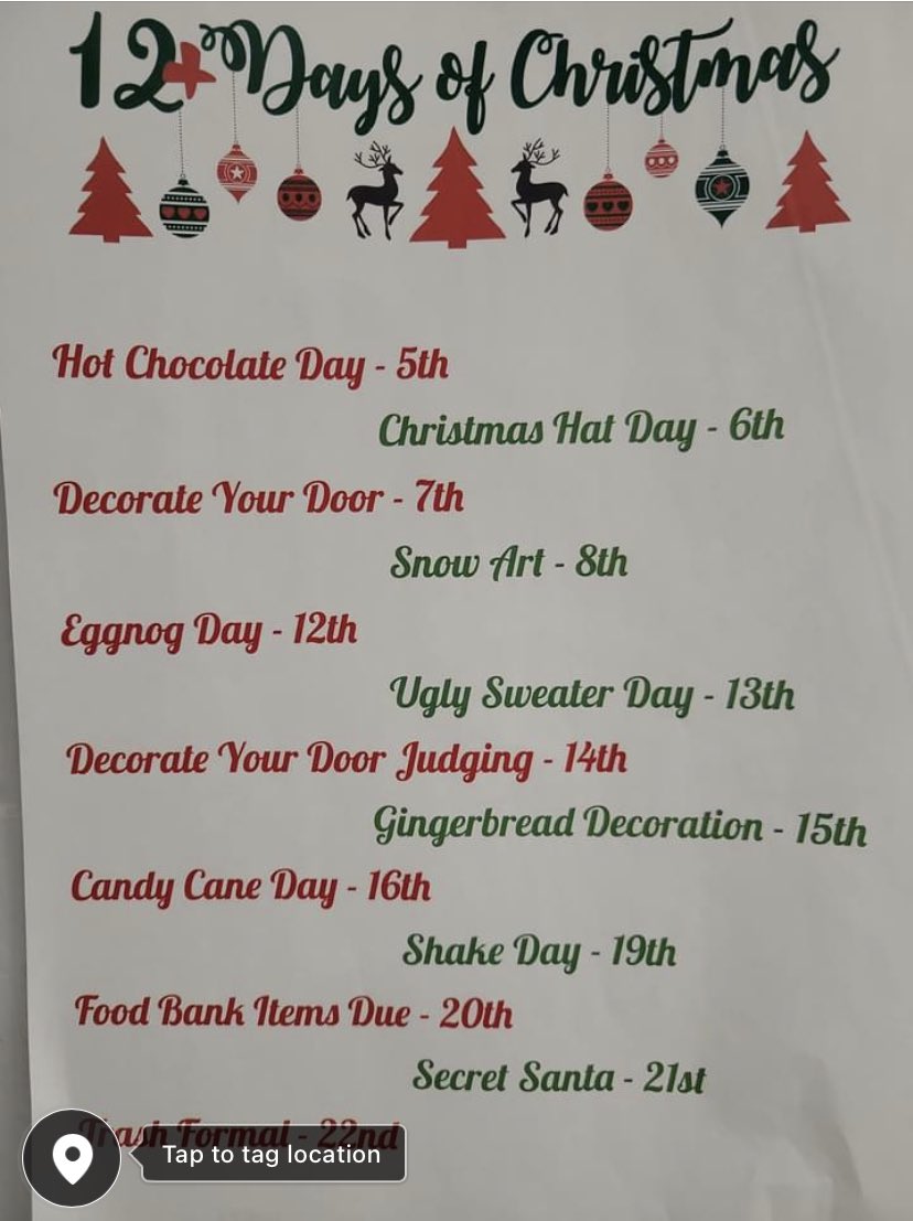 12 Days of Christmas from Jr/Sr High!!!