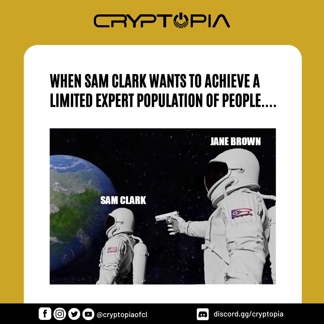 JaneBrown_CRT's tweet photo. I am opposed to limiting the population of experts because it will have a negative impact on the Traditional Faction's gameplay factor, and just as importantly, our voting rights. 

Visit and join us here:
Discord: https://t.co/aeSgGFo87L

#Cryptopia #Unifiers #TraditionalFaction https://t.co/oksqnWCqee
