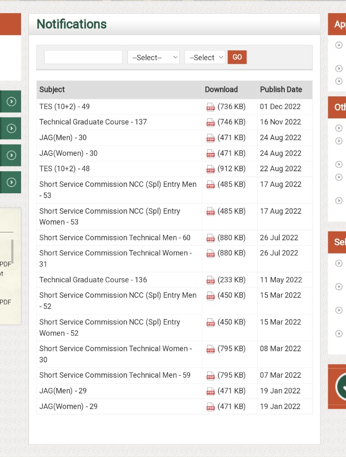 TES 49 Join Indian Army Notice