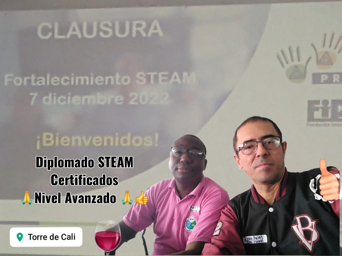 Jhonprofe's tweet photo. Hoy junto a mi par 
@adilsonR14 finalizamos la formación del Proyecto STEAM organizado por SED
@RedTiCali,
@Educacion_Cali
@MeraniProyectos
 Muchas gracias, continuaremos en el proceso de mejoramiento transformando nuestras prácticas educativas.
#STEAM 
#designthinking https://t.co/EzvMOouNQ4