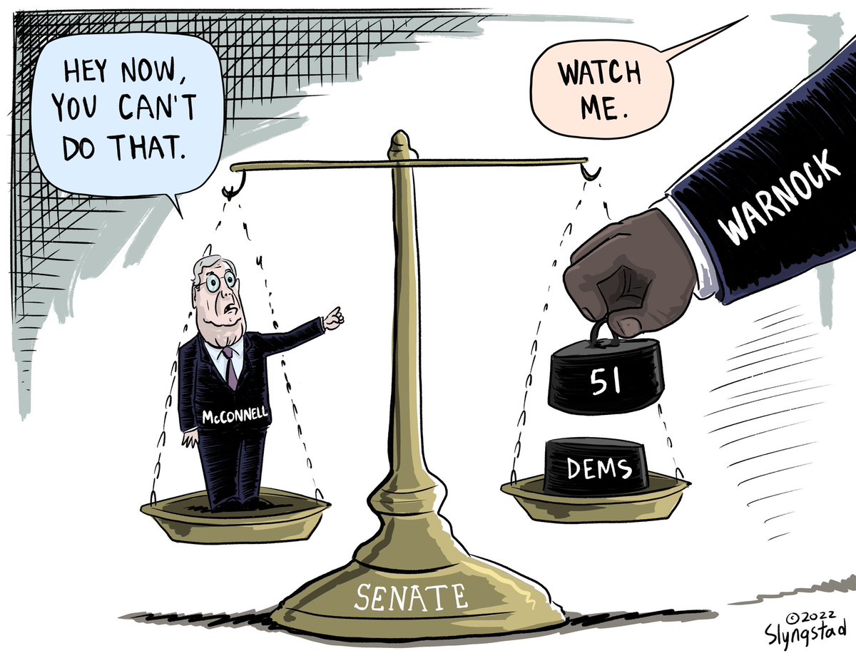 SlyngCartoons's tweet photo. Raphael Warnock wins in Georgia. #WarnockDelivers #RaphaelWarnock #Warnock #WarnockDeliversForGeorgia #GeorgiaRunoff #GeorgiaSenateRunoff https://t.co/rWTKqe8HR3