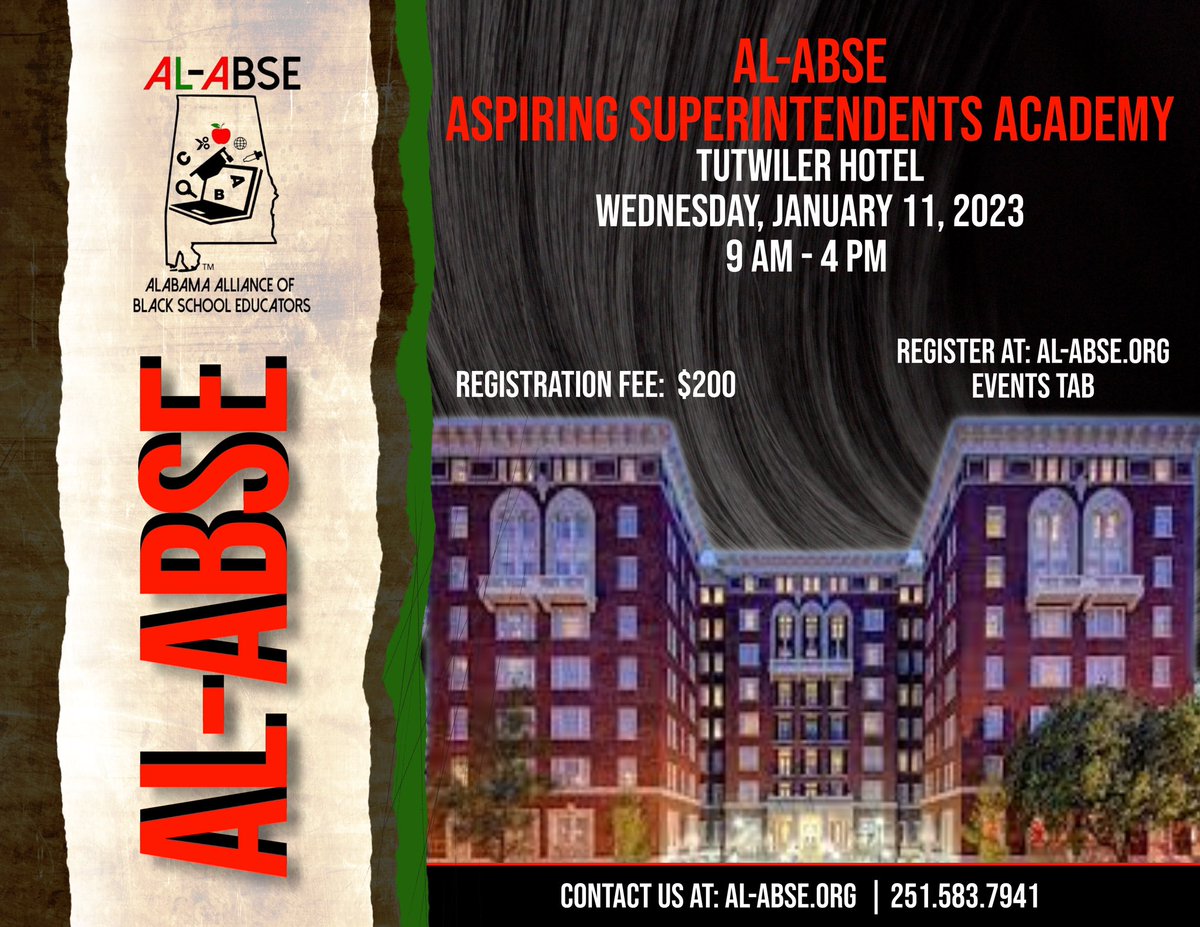 Is leading a school system your professional goal? Register today for the AL-ABSE Aspiring Superintendents Academy! #alabse #nabse