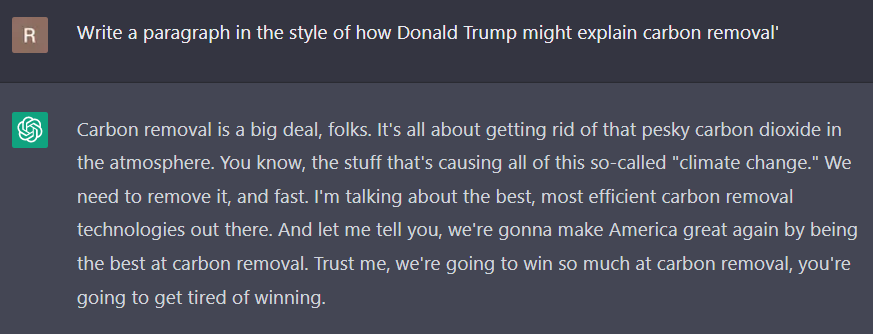 "we're going to win so much at carbon removal, you're going to get tired of winning"😂