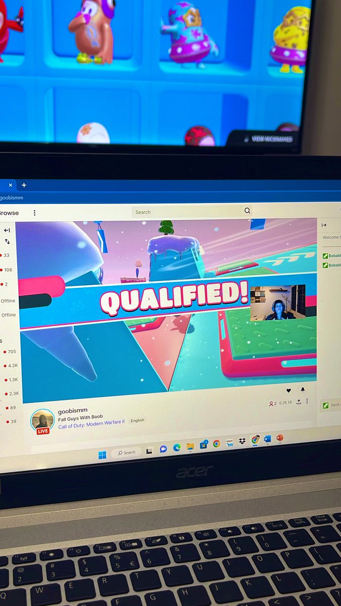 Bobabloosh's tweet photo. Playing #FallGuys with my favorite streamer Goobismm, come check out the stream! She’s super involved with the chat and viewers. Says she’ll shotgun a truly if she gets 10 viewers at once 😂 Switching to #Warzone2 soon, stay tuned 👀 #Twitch #Stream #Streamer #streamergirl https://t.co/vJSTkmuAFC