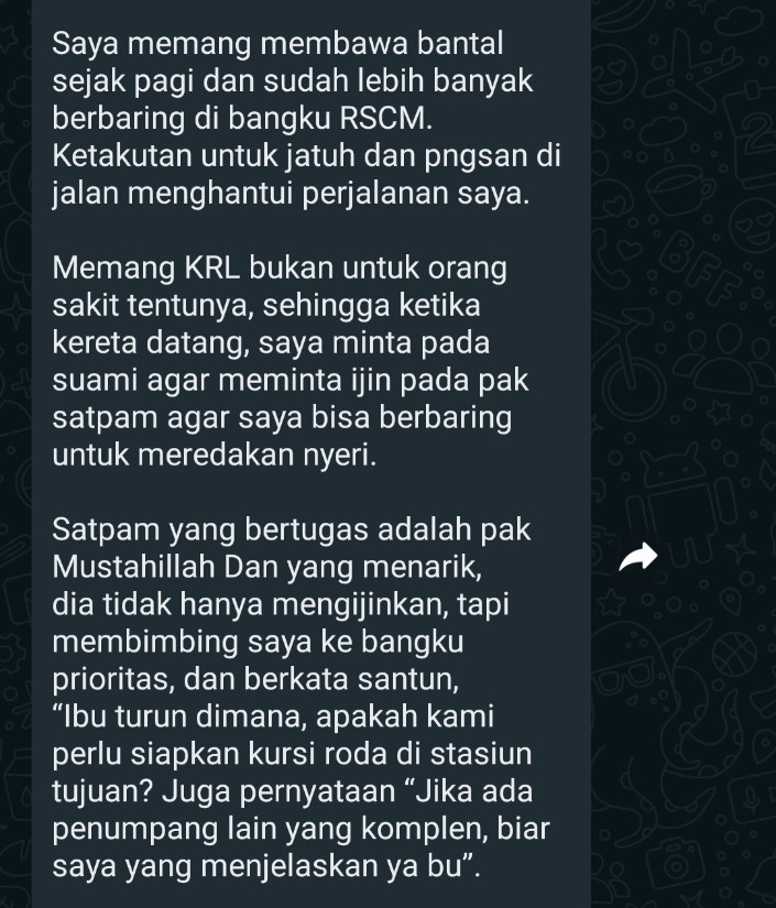zoelfick's tweet photo. Kebayang di posisi Bu Andari ini andai tidak ada yang peka dan peduli.

Ini juga mungkin yg bikin Bu Andari tergerak nulis panjang lebar utk ngehargai petugas KRL yg ngebantu beliau. 

Tabik untuk Pak Mustahillah. https://t.co/nsT71CHvWX