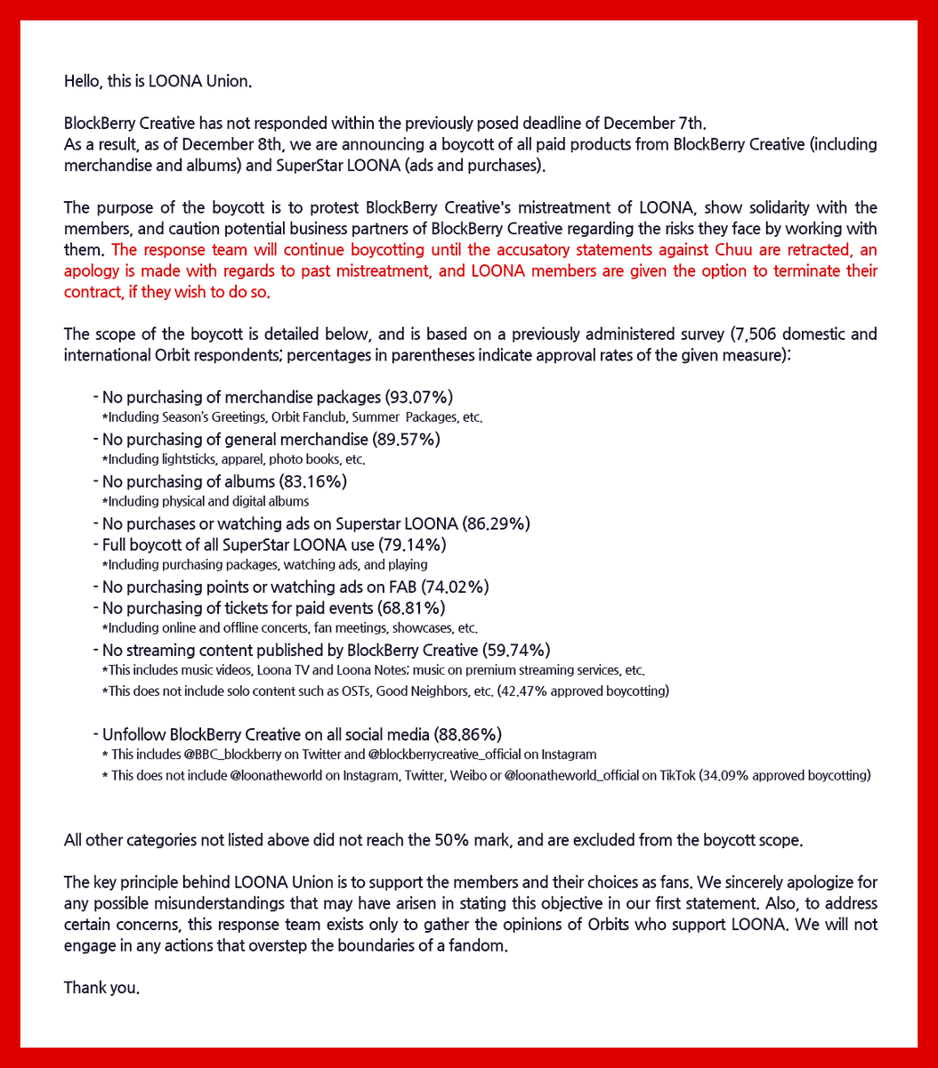 대응팀에서는 앞서 공지했던바 대로 보이콧을 진행합니다.

As previously announced, we will proceed with the boycott.