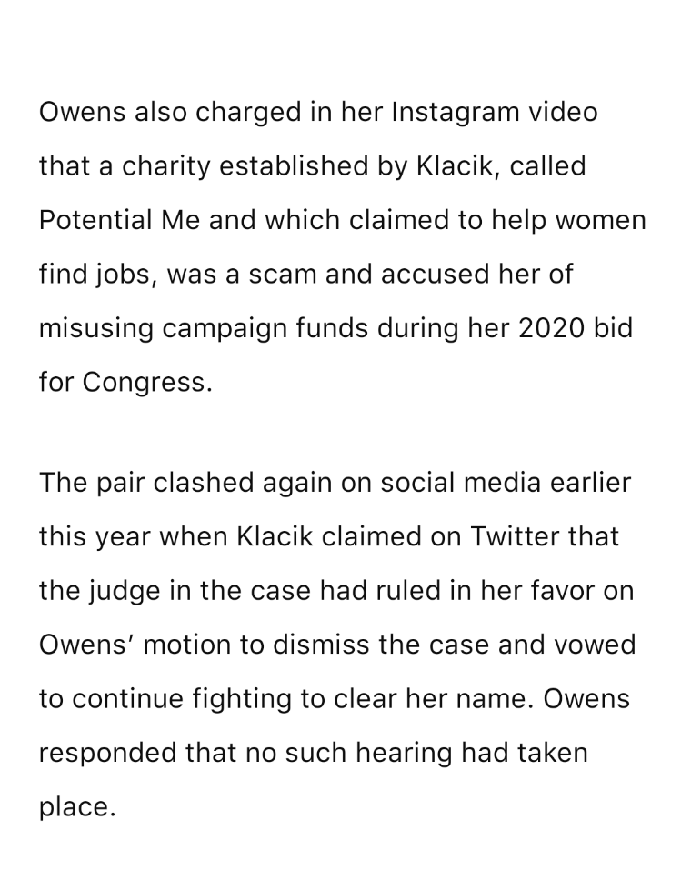 SoOo... if Kimberly Klacik (@kimKBaltimore) brings a $20M defamation lawsuit against Candace Owens (@RealCandaceO), for calling her a fraud, a crook and a dopehead, but winds up paying her $120K in legal fees instead? I reckon that settles that. via Greg Wilson/@realDailyWire: