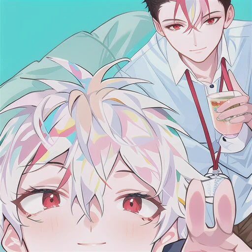 父息子過去絵をAIイラストアプリにぶち込んでみたけど何度やってもやしが美形になってわろてる 