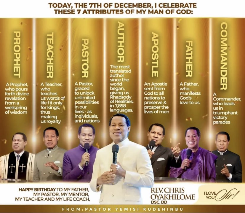 YookosSupport's tweet photo. Celebrating God's Own General 🎉🎉🎉🎉🎉

OUR FATHER
OUR MENTOR
OUR TEACHER
OUR LIFE COACH
APOSTLE OF OUR GENERATION

REV CHRIS OYAKHILOME DSC DD

HAPPY BIRTHDAY SIR!!!

#HappyBirthday #Dec07 #Dec07th #Offer7 #Offer07 #PastorChris #RevChrisOyakhilone #Prayingwithpastorchris https://t.co/2sIlhXO84m