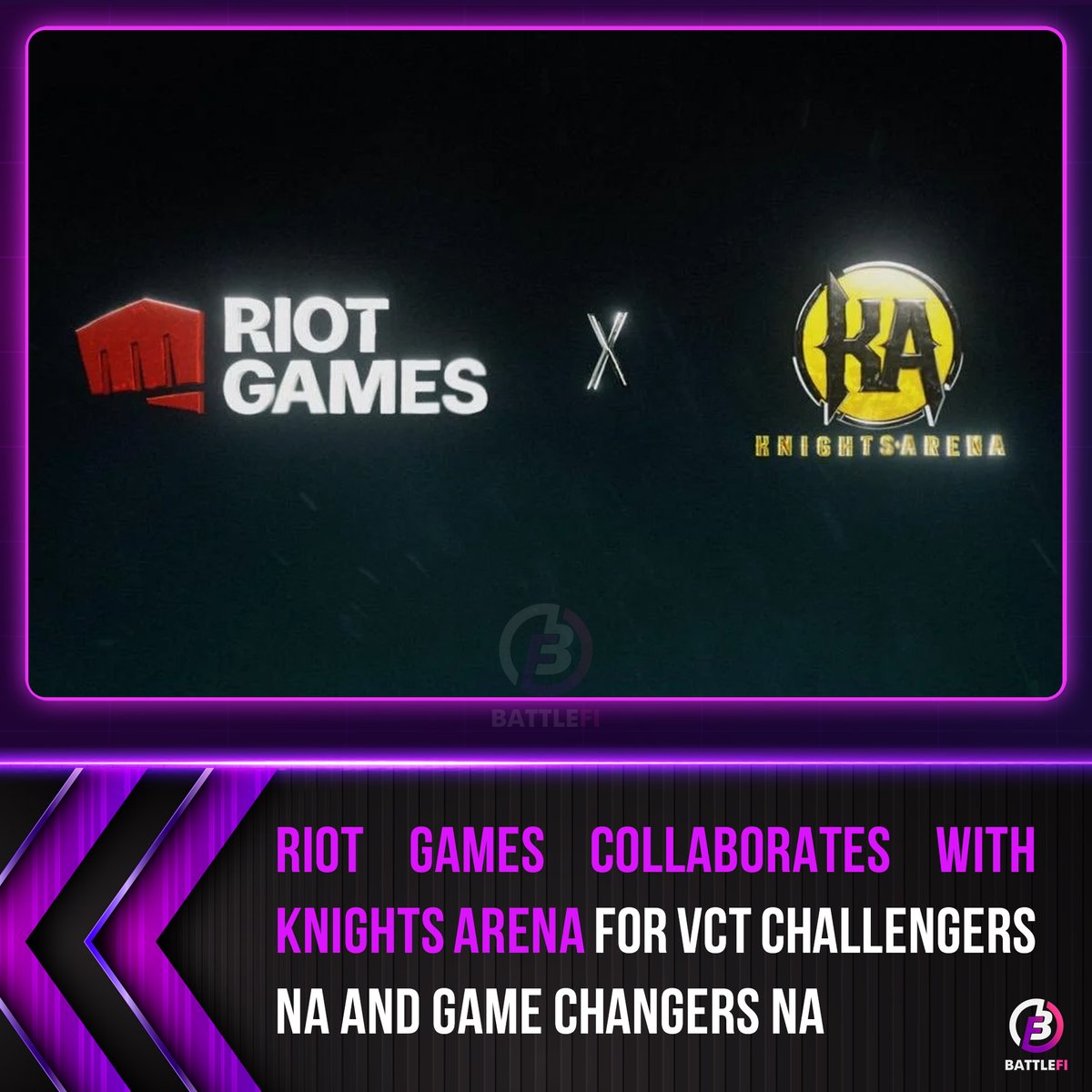 BattleFi_io's tweet photo. 🤝 Games publisher Riot Games has teamed up with Pittsburgh-based esports organization Knights for North America’s VALORANT Champions Tour Challengers and Game Changers leagues in 2023.

#BattleFi #EsportsNews #Riot #Knights #VCT https://t.co/zRtlMGEBhy