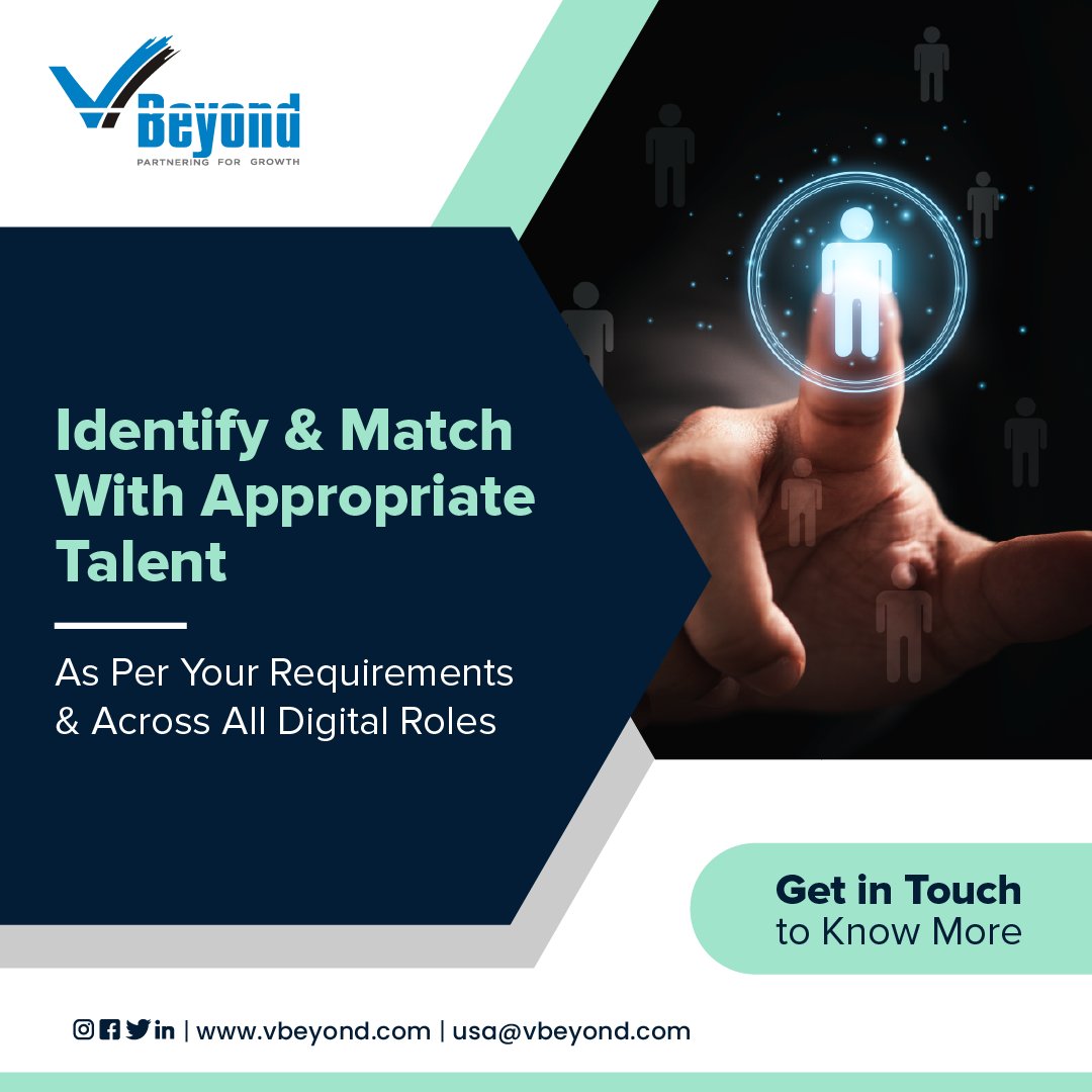 VBeyondCorp's tweet photo. VBeyond specializes in hiring and matching candidates across companies, with specific or diverse digital profile requirements. https://t.co/zMwkbiXlwK
.
.
.
#Vbeyond #VbeyondCorp #TalentSearch #Recruitment #Hiring #HumanResource #DigitalHiring #RecruitmentServices #TechHiring https://t.co/LbKvylOjdR