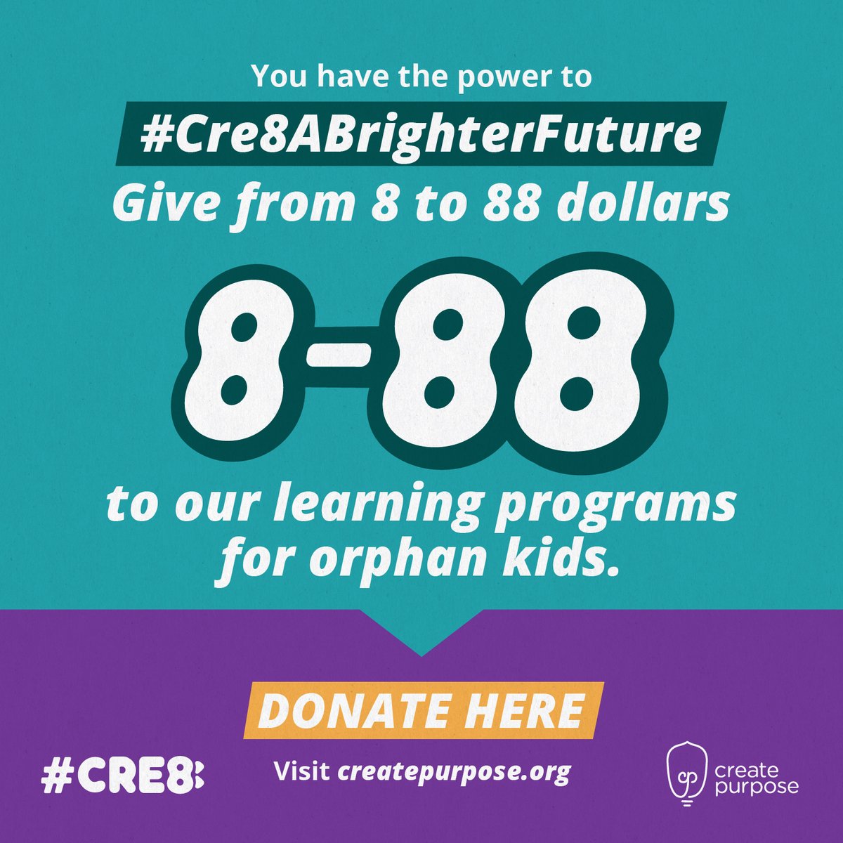 Every dollar counts!💡✨ #DonateToday🤲, from $8 to $88, and help give orphan #children👦👧 the gift🎁 of education📚. Let's reach our goal for 2023!💜✨👉 bit.ly/3txRJFl