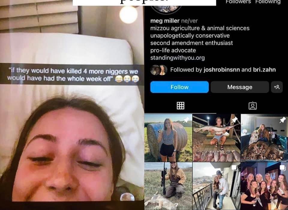 <a href="/Mizzou/">Mizzou</a> THIS is what’s happening on your campus as we speak. She is allowed to freely roam campus while spewing racial slurs, being openly transphobic, and denying allegations. Black Mizzou and POC on this campus are making a call to action that this is invesated IMMEDIATELY