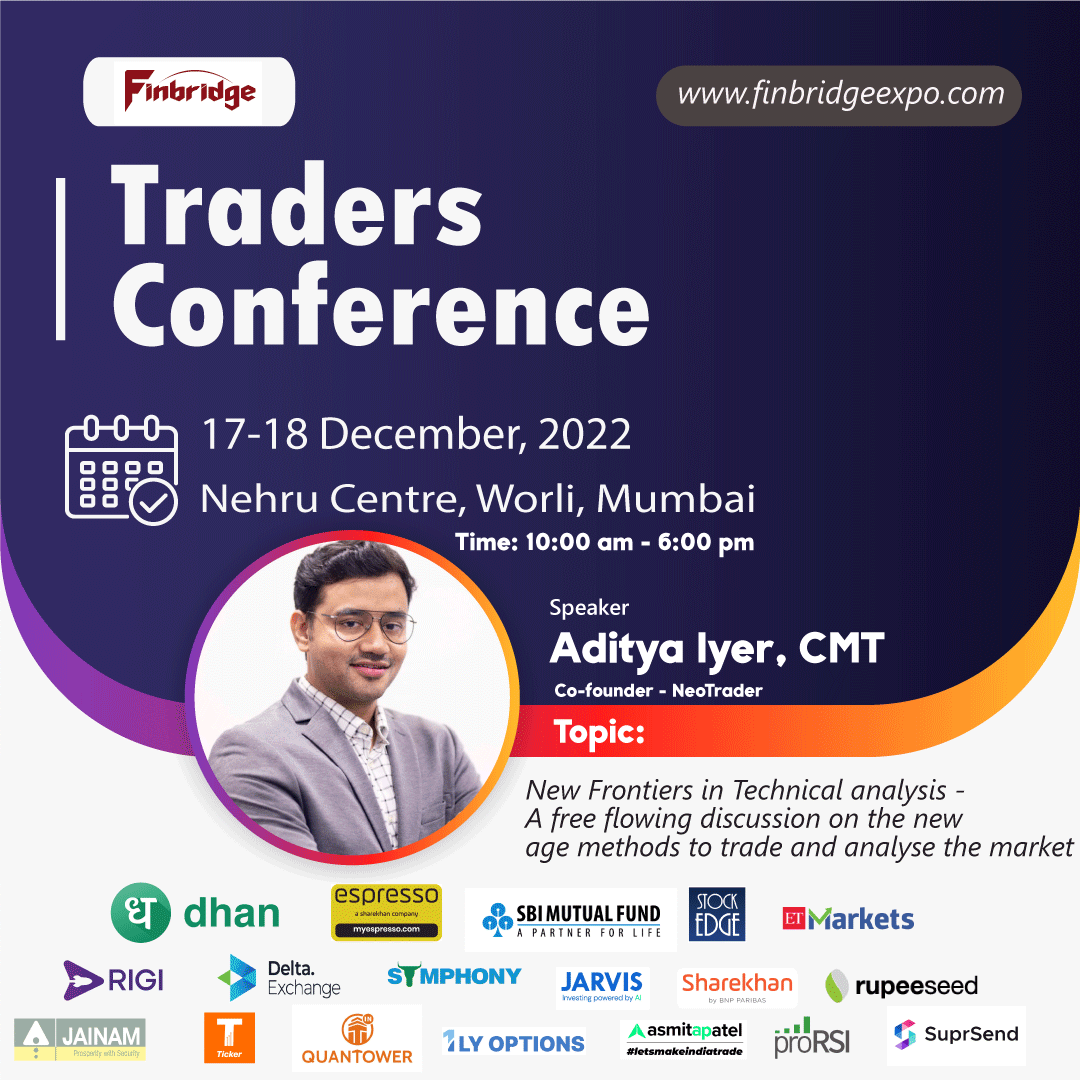 FinbridgeExpo's tweet image. Aditya Iyer, CMT (Co-founder - NeoTrader ) will talk at #TradersConference 2022. (#Mumbai). His talk is titled &quot;New Frontiers in Technical analysis- a free flowing discussion on the new age methods to trade and analyse the market.&quot; 
finbridgeexpo.com

@CK_Narayan