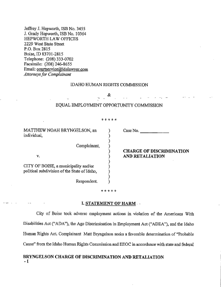 MorganRomeroTV's tweet photo. Former #BoisePolice Capt. Matthew Bryngelson (who filed complaint against former chief & is under fire for racist views) filed EEOC & ID Human Rights Commission complaint against BPD for discrimination & retaliation in Nov. We got docs last night & will have a story @10 on @KTVB https://t.co/TtfCo0tipb
