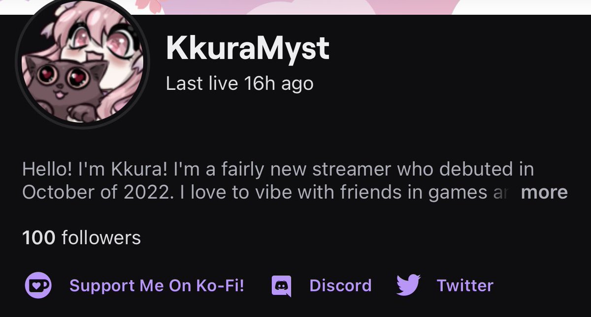 100 FOLLOWERS!! HUGE SHOUTOUT to my friend <a href="/FormalGiraffe/">FormalGiraffe</a>! Formal and his community were so focused on helping me get to 100 tonight and they succeeded! Thank you so so much and congratulations on 500 followers TWO DAYS before your 2 year Twitch anniversary! ❤️💛