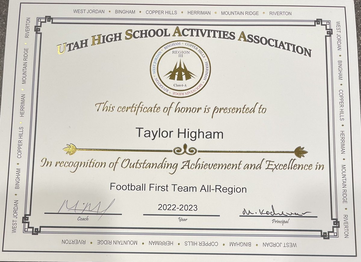 TaylorHigham11's tweet photo. Appreciate the recognition of being chosen as first team all region @CoachMeifu @Coach_Matthews_ @AlphaRecruits15 @UtesFBRecruits @evanjohnsonUU @BYUFBRecruiting @Jasen_AhYou @Bbradley_BYU @USUrecruiting @CoachBJEdmonds @21ADyson @CoachHuntSUU @CoachClarkJ @alpha_lbu https://t.co/EI5Usnvw1N