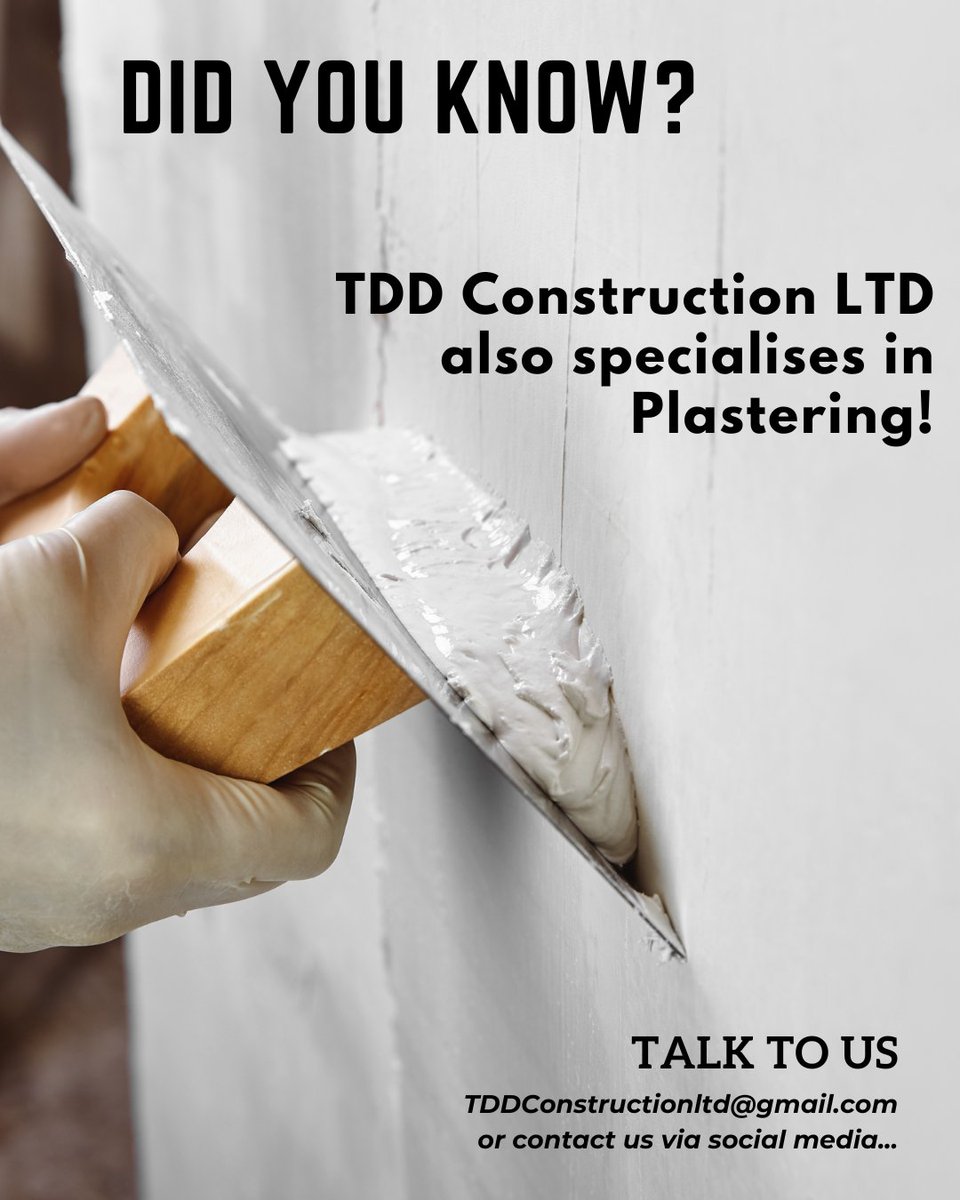 For any plastering or rendering services don't hesitate to contact TDD Construction Ltd!!
