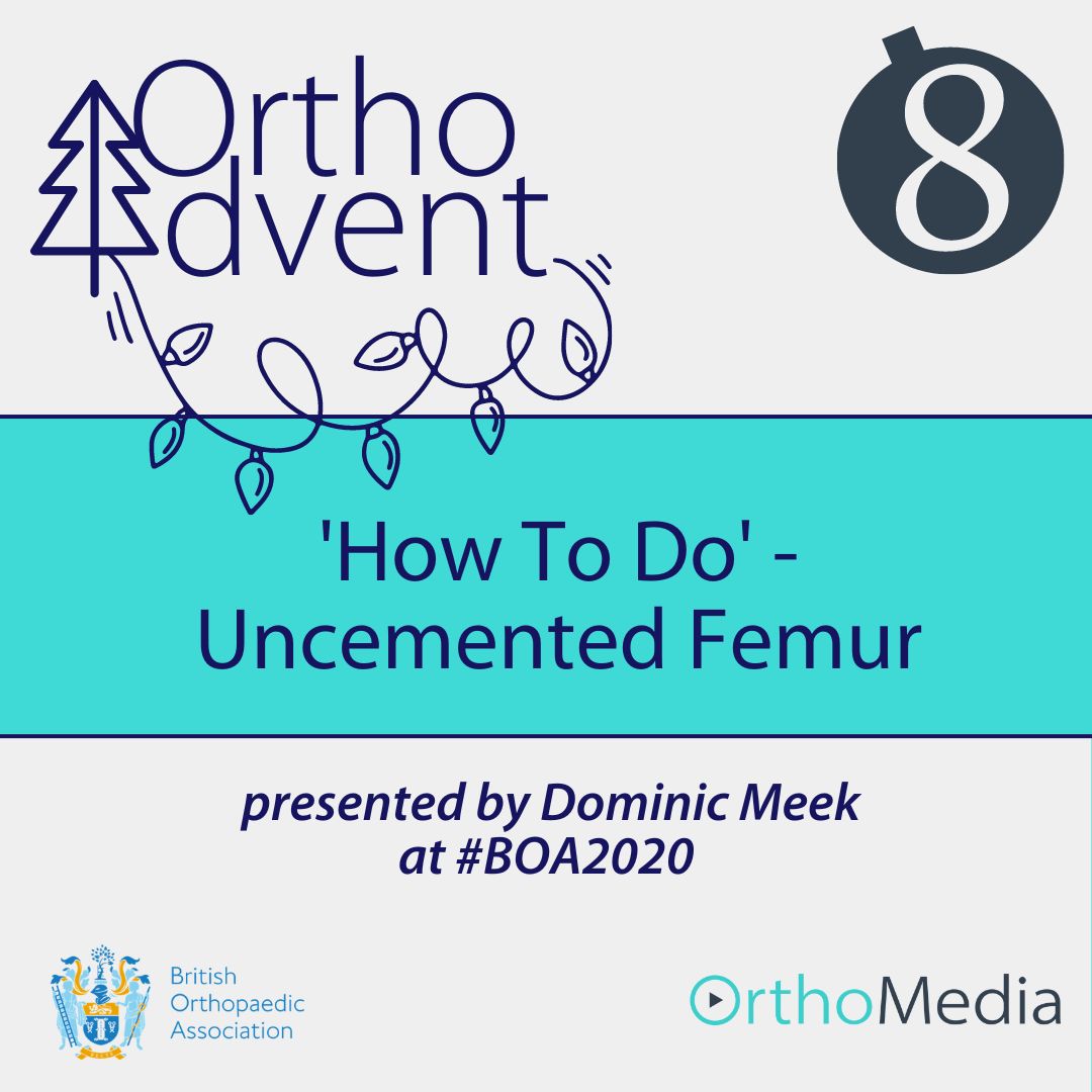 OrthoMedia_'s tweet photo. ✨ OTHOADVENT DAY 8 ❄️
For the eighth day of #OrthoAdvent we'd like to share the most-watched lecture on #OrthoMedia! In this talk, presented by Dominic Meek at #BOA2020, we learn how to do a cementless stem.
#Ortho #HipSurgery @BritOrthopaedic
https://t.co/GadhBPy4ZY https://t.co/2l2p2Agdb6