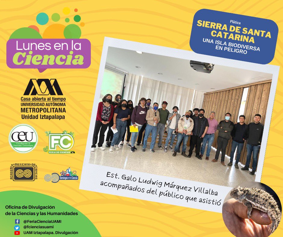 fcienciasuami's tweet photo. #MomentosDe #LunesEnLaCienciaUAMI #UAMI #ODCyH #UAM. ¡Gracias a todas y todos los que nos acompañaron! https://t.co/8spr0ZO6Hk